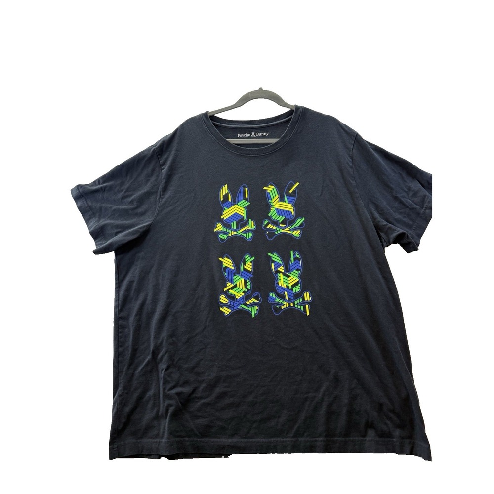 Psycho Bunny Black Pima Cotton T-Shirt Graphic Mens Short Sleeve Tee Size 3XL